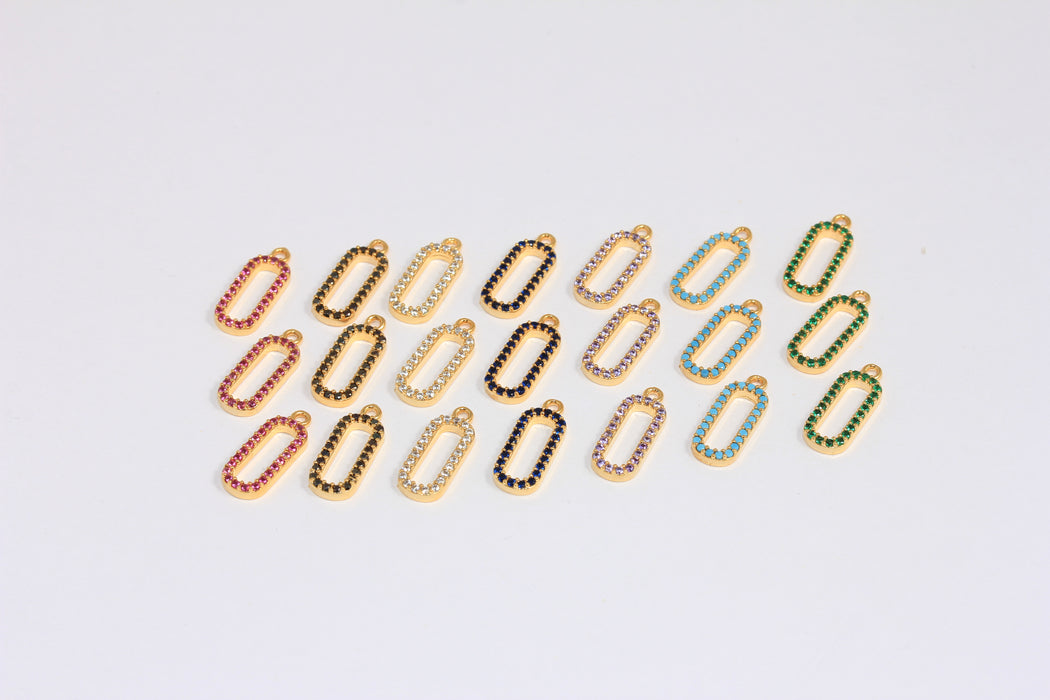 Shiny Gold CZ Chain Link Charms