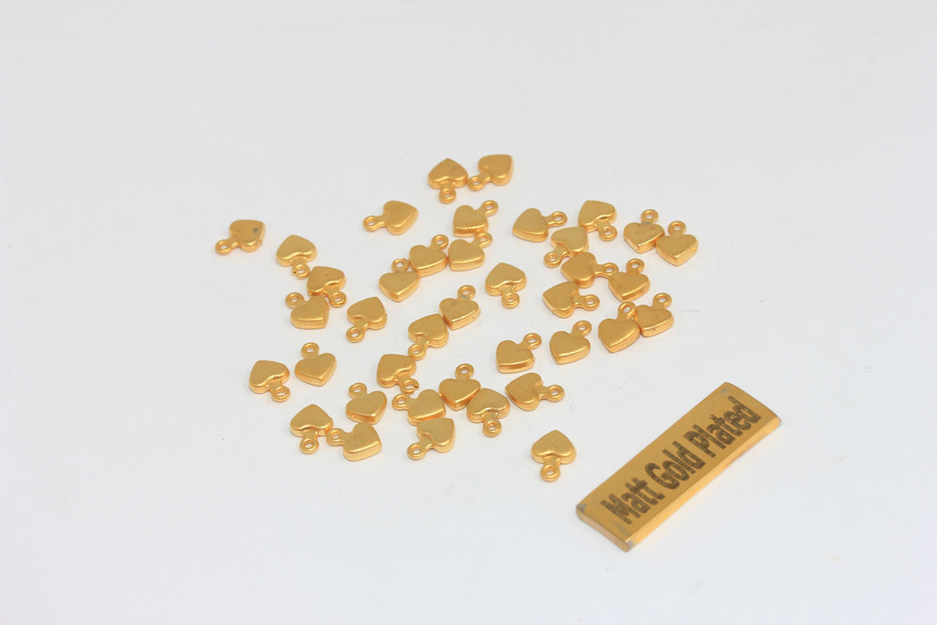 5,6x7,5mm 24k Matt Gold Heart Charms, Heart, Gold Necklace BRT460