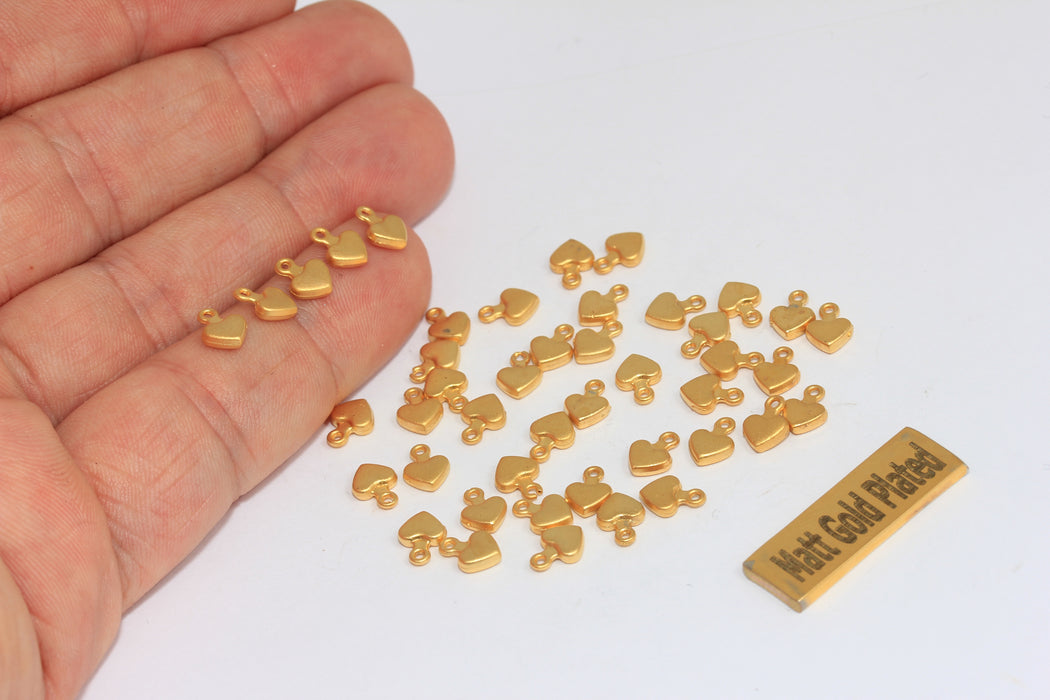 5,6x7,5mm 24k Matt Gold Heart Charms, Heart, Gold Necklace BRT460