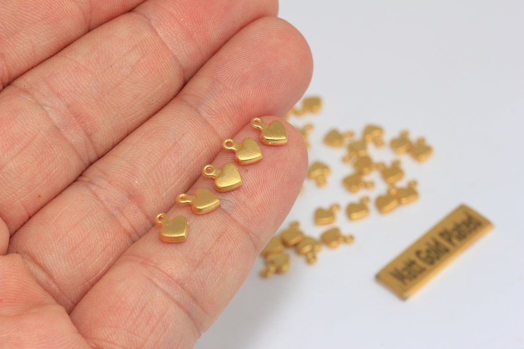 5,6x7,5mm 24k Matt Gold Heart Charms, Heart, Gold Necklace BRT460