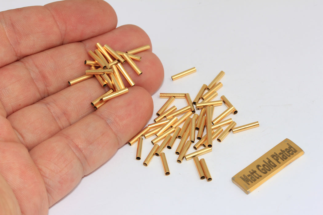 2x10mm matt Gold Spacer Tubes, Tube Beads, Round , BRT480
