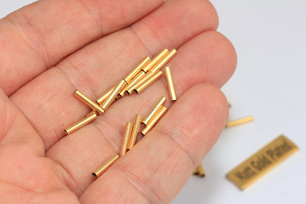 2x10mm matt Gold Spacer Tubes, Tube Beads, Round , BRT480