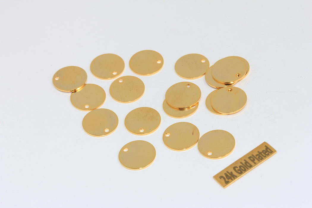 14mm 24k Shiny Gold Coins, Disc Charms, Personalized Disc, Stamping Tag,  Bracelet Coins, BRT478