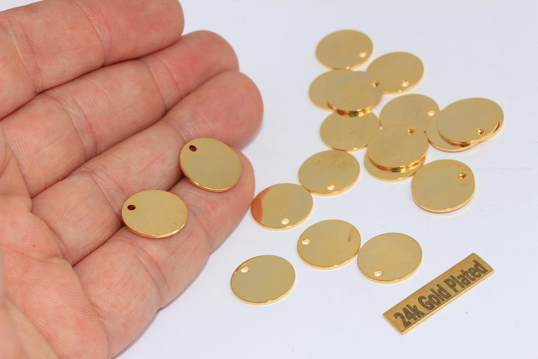 14mm 24k Shiny Gold Coins, Disc Charms, Personalized Disc, Stamping Tag,  Bracelet Coins, BRT478