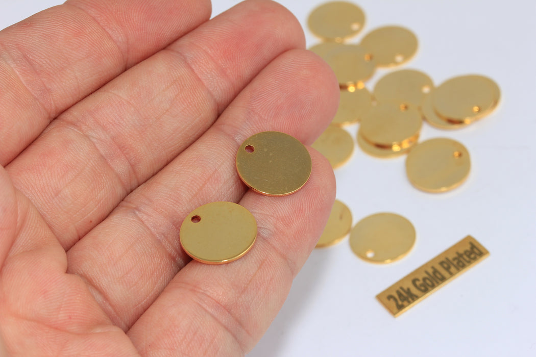14mm 24k Shiny Gold Coins, Disc Charms, Personalized Disc, Stamping Tag,  Bracelet Coins, BRT478