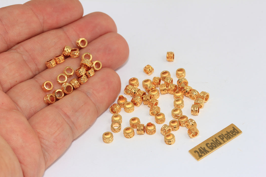 4 mm 22 ayar Parlak Altın Kaplama Tüpler, Tüp Boncuklar, Ara Boncuklar, BRT500