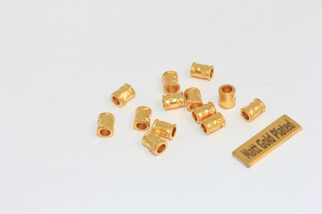 6x8mm 24k Matt Gold Tube Beads, Spacer Tube Beads,  BRT466