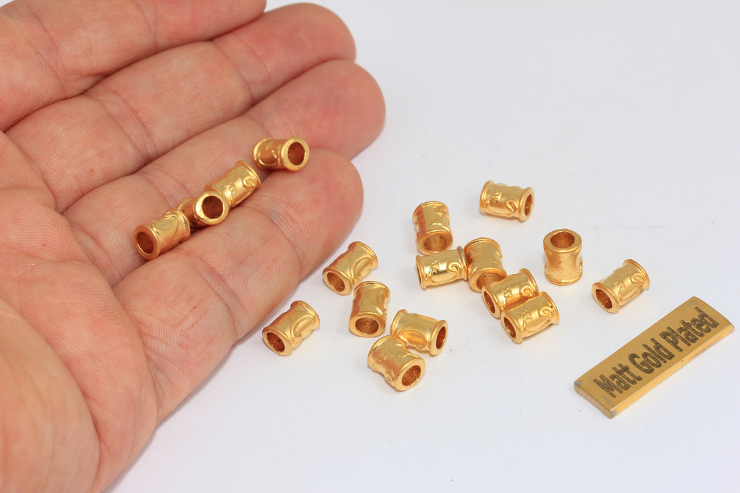 6x8mm 24k Matt Gold Tube Beads, Spacer Tube Beads,  BRT466