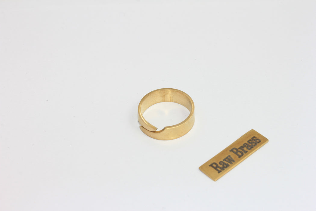 17mm Raw Brass Adjustable Ring, Wide Band Ring, Simple Ring, Thick Band Ring, ZPR364
