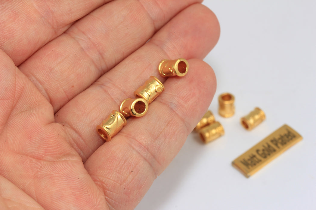 6x8mm 24k Matt Gold Tube Beads, Spacer Tube Beads,  BRT466