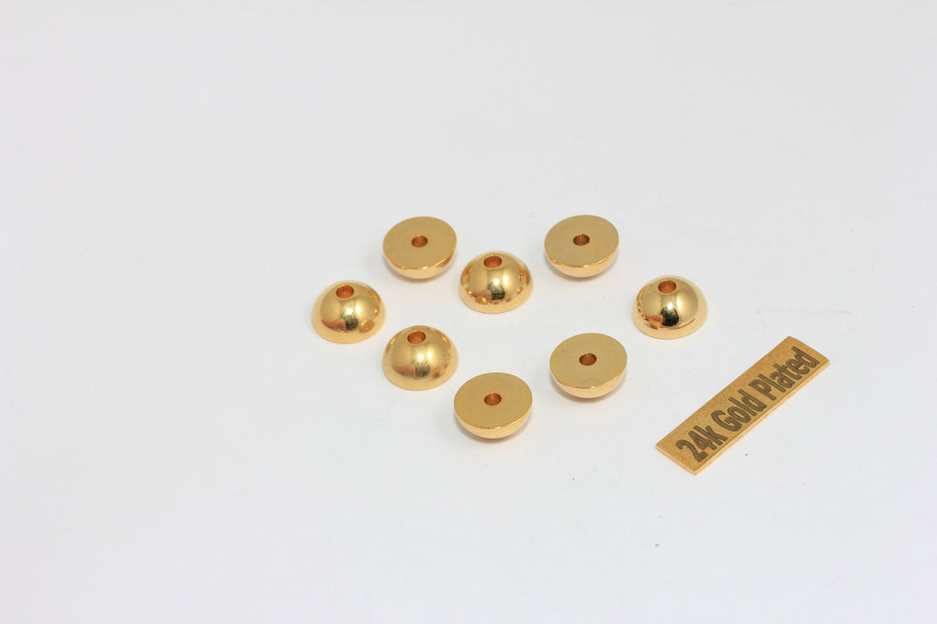 5x10mm 24k Shiny Gold Ball Beads, Spacer Half Ball Beads, BRT464