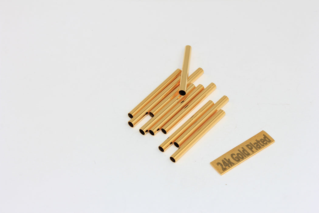 3x30mm 24k Shiny Gold Tubes, Tube Beads, Necklace Tubes, Spacer Tubes, BRT490-4