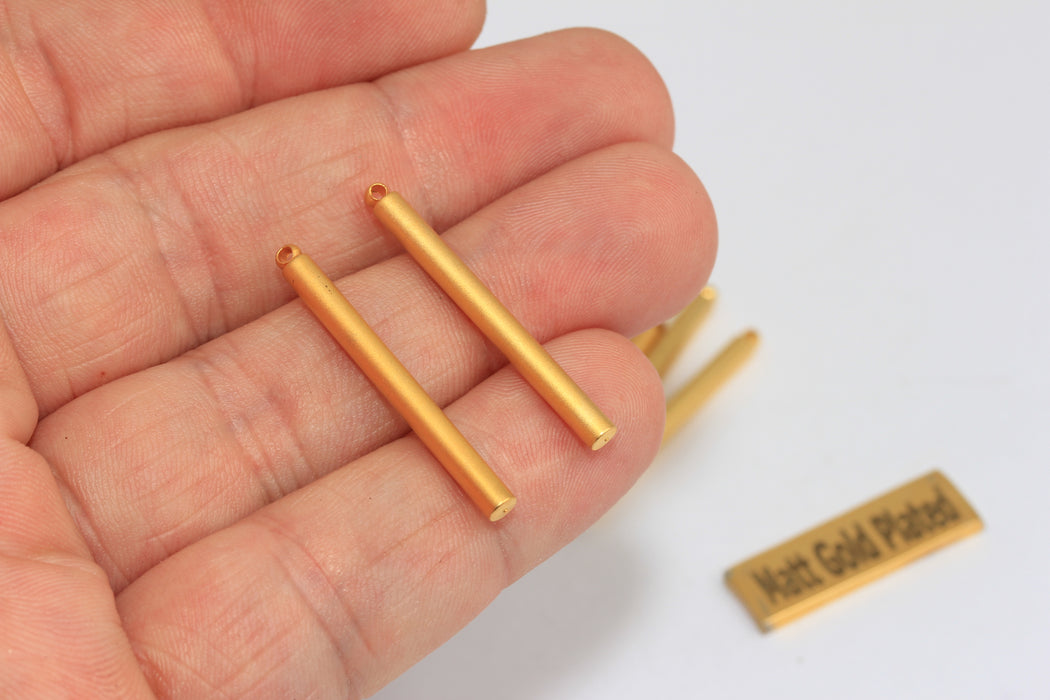 3x30mm 24 Ayar Parlak Altın Kaplama Çubuk Charm, Çubuk Kolye, Çubuk Kolye, BRT449