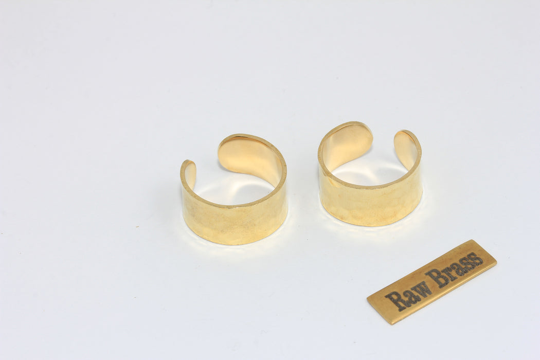 17-18mm Raw Brass Hammered Band Ring, Handcrafted Wide Cuff Ring, Domed Rings, ZPR365