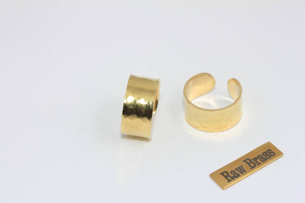 17-18mm Raw Brass Hammered Band Ring, Handcrafted Wide Cuff Ring, Domed Rings, ZPR365