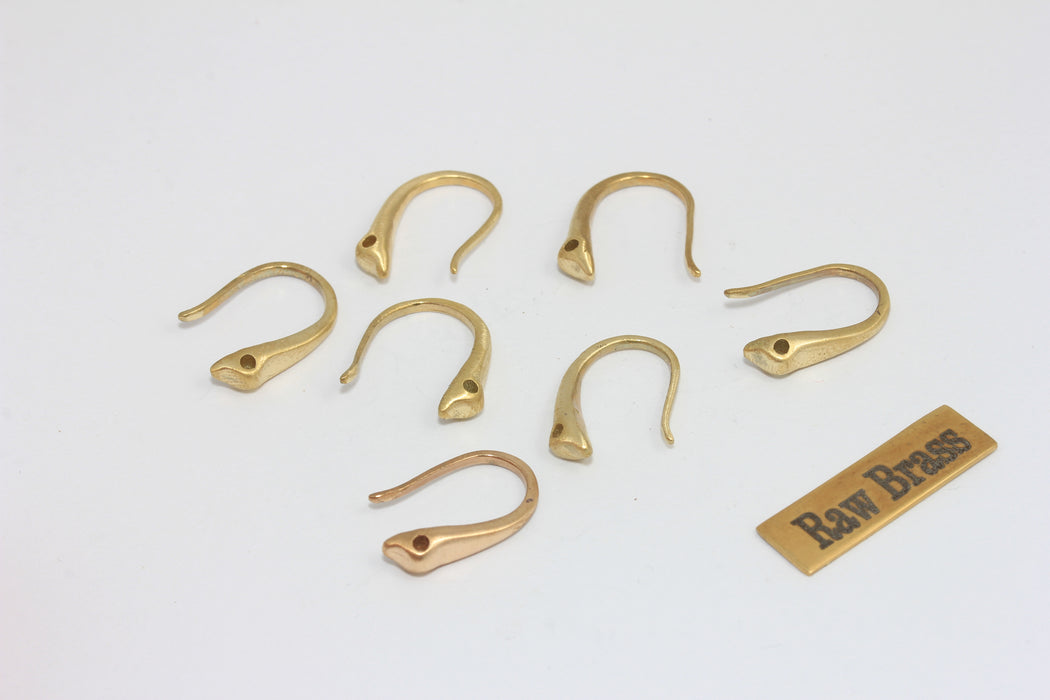 10x18mm Raw Brass Earring Fish Hooks, Ear Wires With Hole, French Hook Earrings, Earrings Findings, EW, FNL175