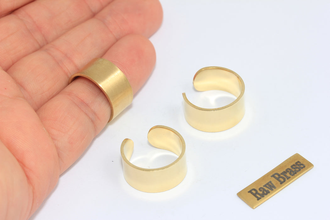 19-20 mm Ham Pirinç Çekiçlenmiş Yüzük, Statement Geniş Yüzük, Pirinç Parçalar, LA10
