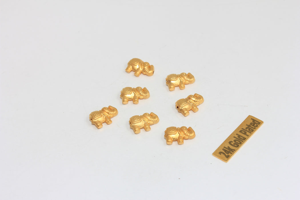 6x13mm 24k Matt Gold Elephant Beads, Elephant , BRT483