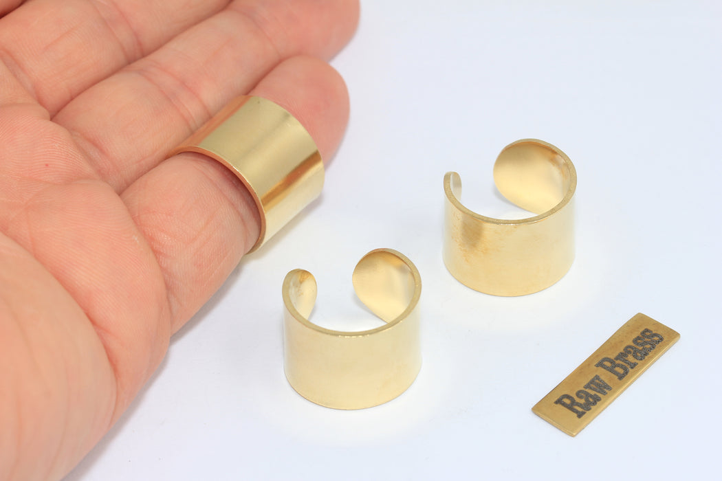 19-20 mm Ham Pirinç Çekiçlenmiş Yüzük, Statement Geniş Yüzük, Pirinç Parçalar, LA10