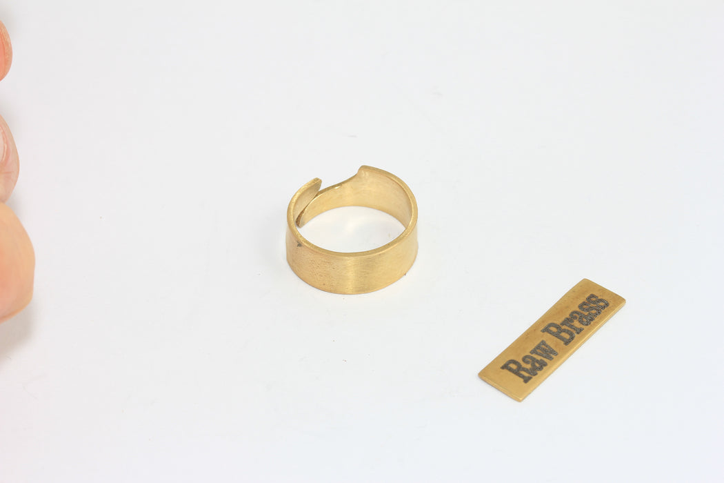 17mm Raw Brass Adjustable Ring, Wide Band Ring, Simple Ring, Thick Band Ring, ZPR363