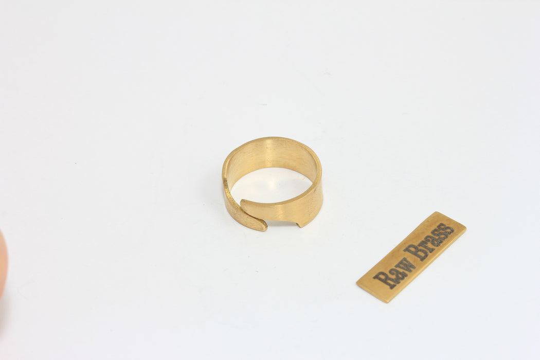 17mm Raw Brass Adjustable Ring, Wide Band Ring, Simple Ring, Thick Band Ring, ZPR363