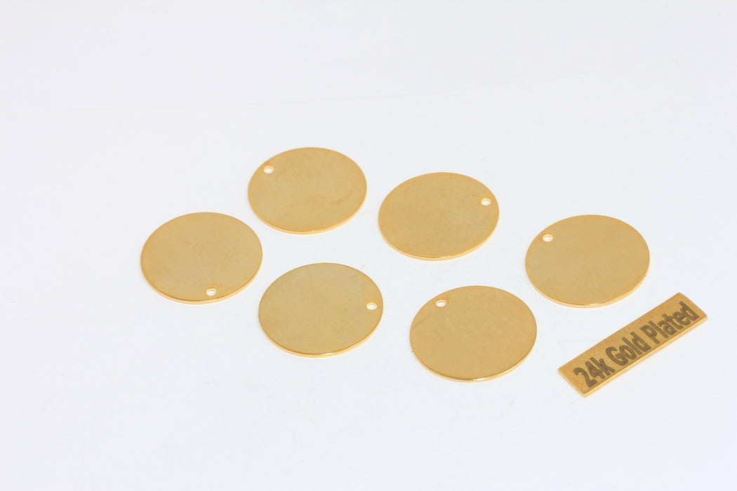 20mm 24k Shiny Gold Round Charms, Round Disc , Gold Coins  BRT496