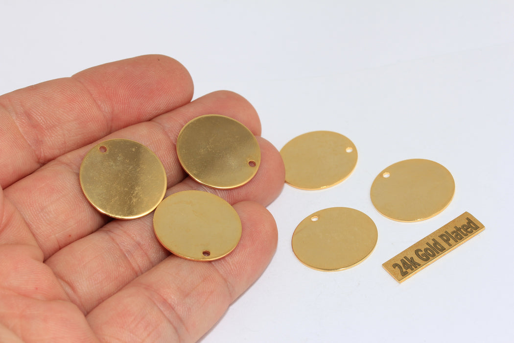 20mm 24k Shiny Gold Round Charms, Round Disc , Gold Coins  BRT496