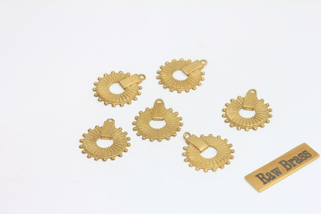 17x20mm Raw Brass Medallion, Round Charms, Bib Pendant, SLM662