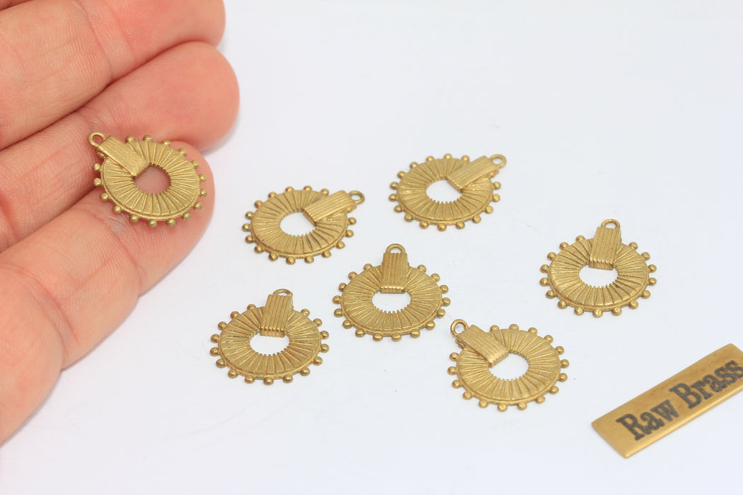 17x20mm Raw Brass Medallion, Round Charms, Bib Pendant, SLM662