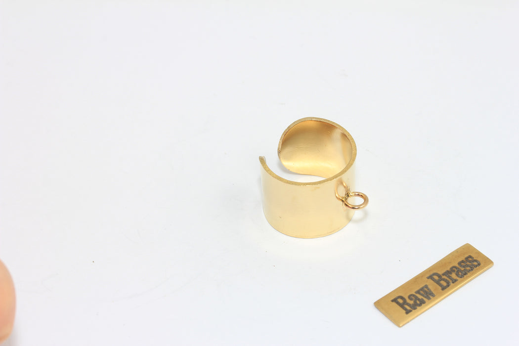 17-18mm Raw Brass Band Ring With Loop, Charm Rings, Flat Cuff Rings, Raw Brass Jewelry, ZPR362
