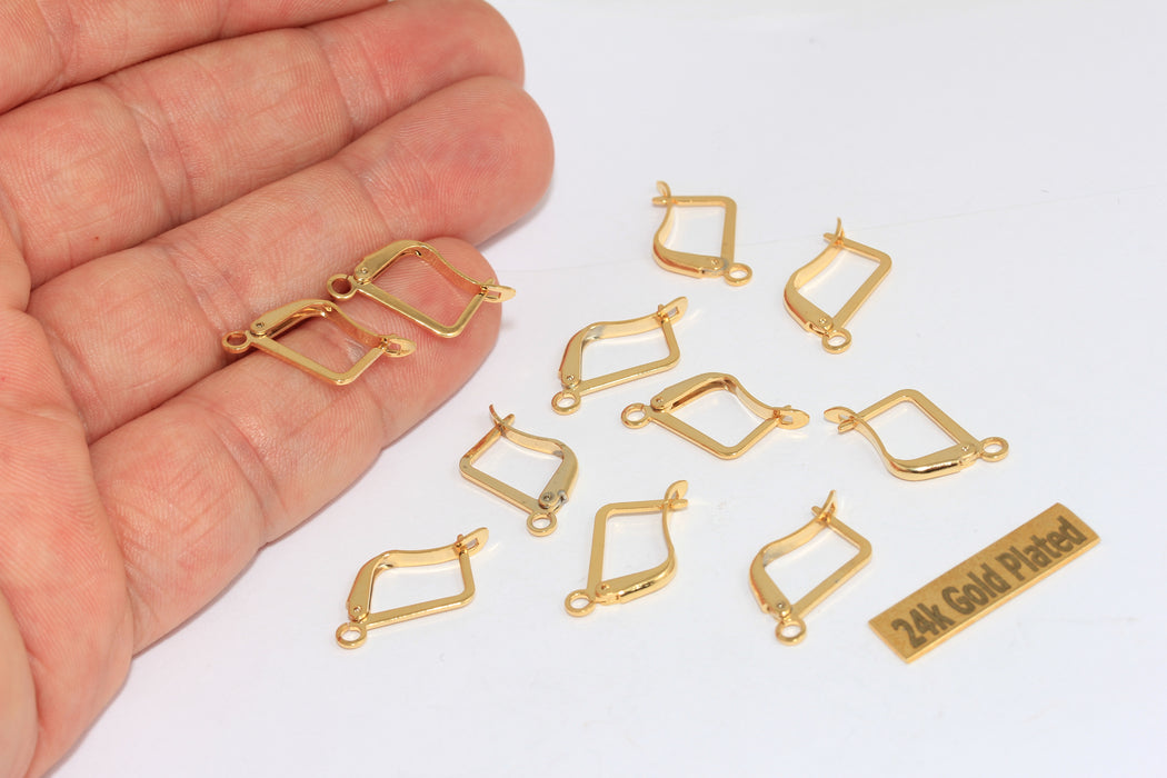 10x13mm 24k Parlak s, Leverback Küpeler, Leverback, BRT508