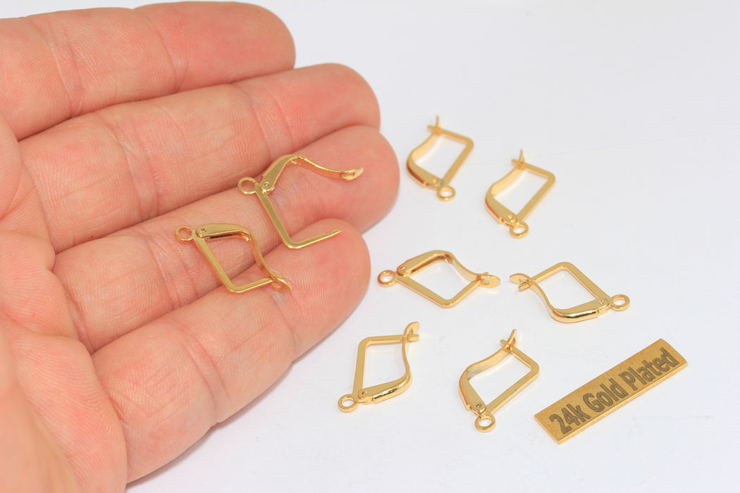 10x13mm 24k Parlak s, Leverback Küpeler, Leverback, BRT508