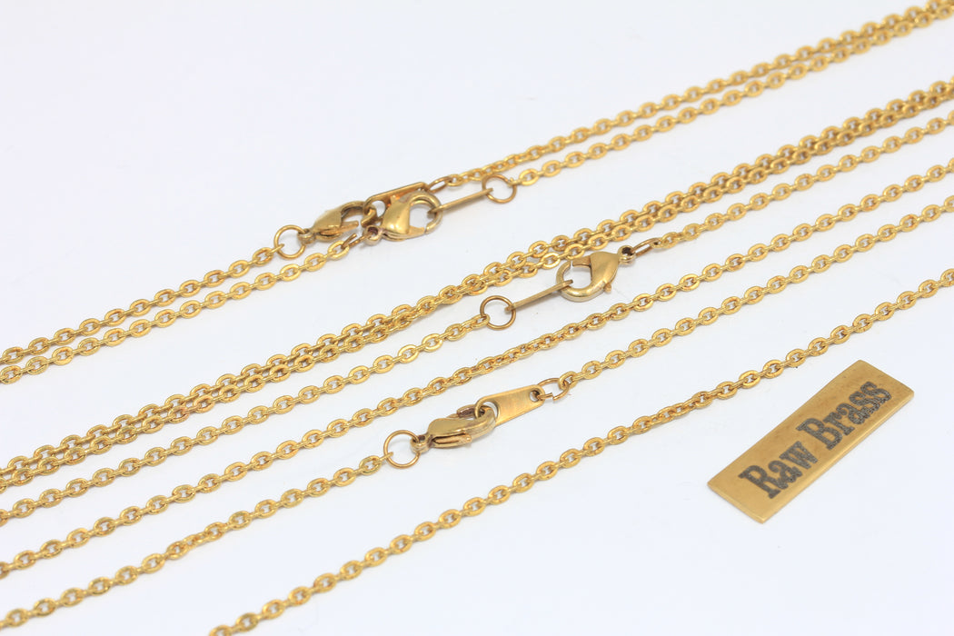 17'' Raw Brass Ready Necklace Chain, Soldered Cable Rolo Necklace, SLM1011