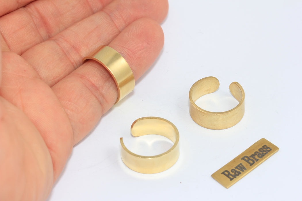 17-18mm Raw Brass Adjustable Ring, Wide Band Ring, Simple Ring, Thick Band Ring, ZPR367