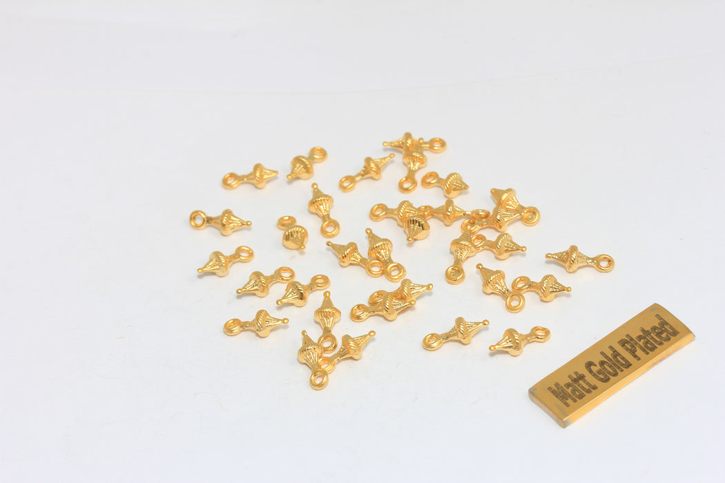 4x11mm 24 Ayar Mat Altın Damla Charms, Mini Damla Charms, BRT455