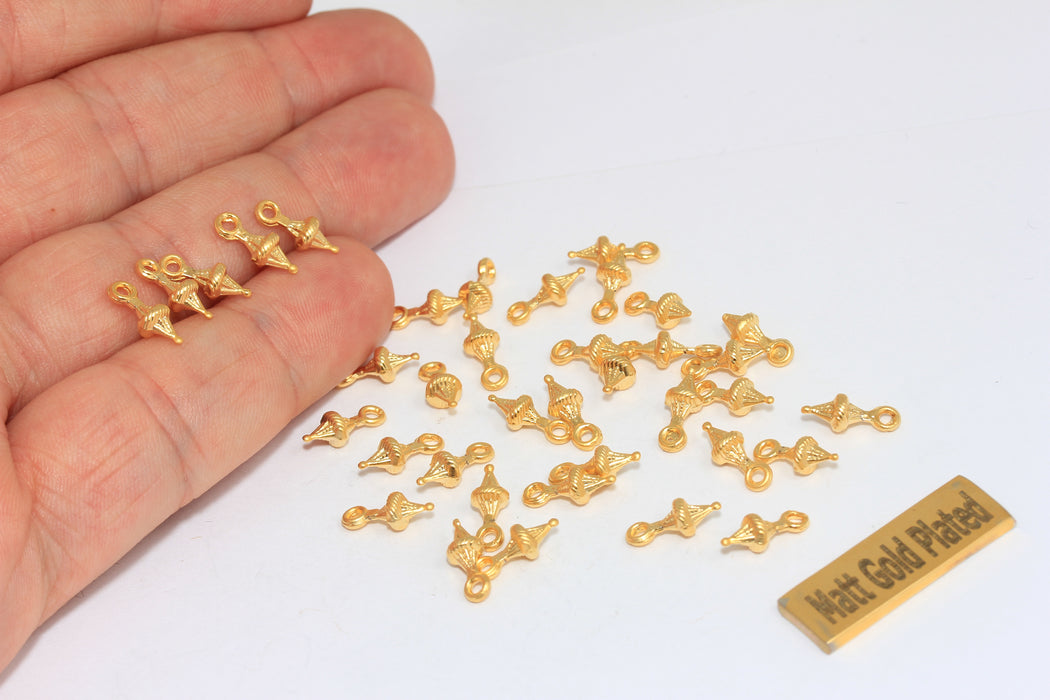 4x11mm 24 Ayar Mat Altın Damla Charms, Mini Damla Charms, BRT455