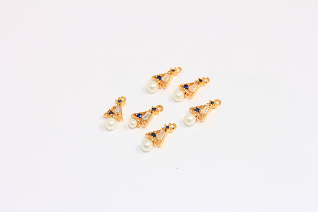 7x14mm 24k Shiny Gold CZ Christmas Tree Charms, Micro Pave Christmas Tree, SLM945