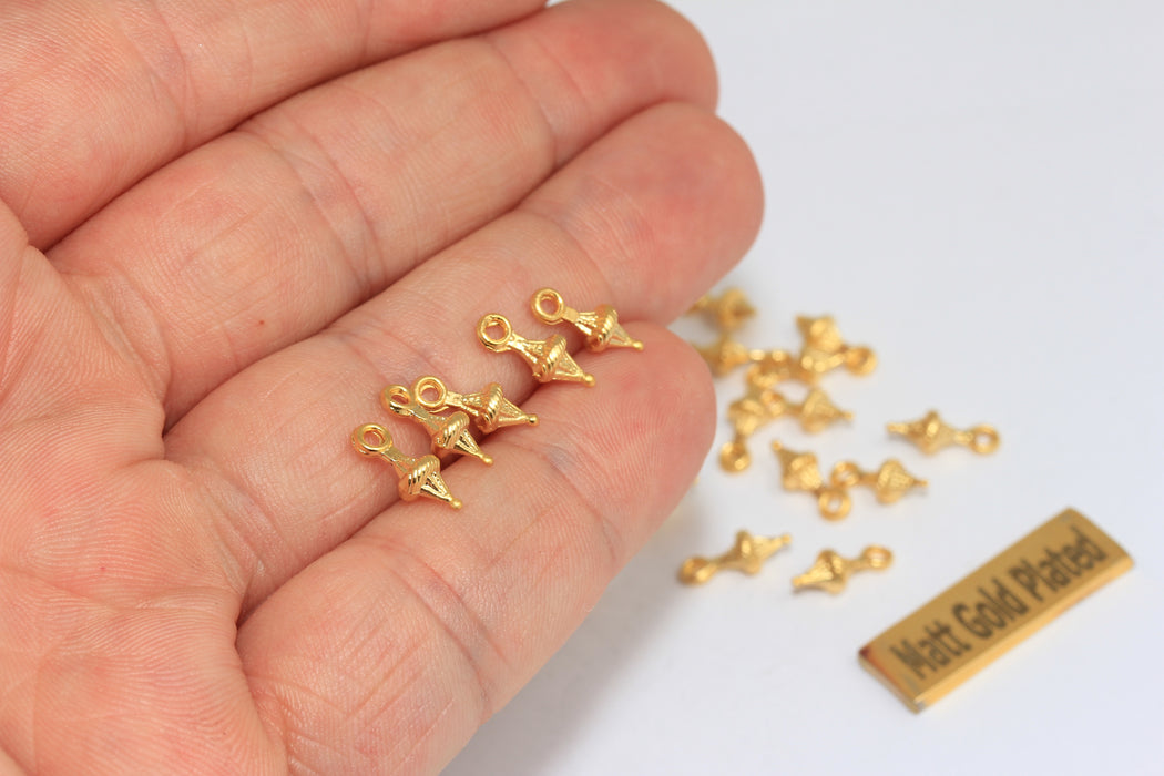4x11mm 24 Ayar Mat Altın Damla Charms, Mini Damla Charms, BRT455