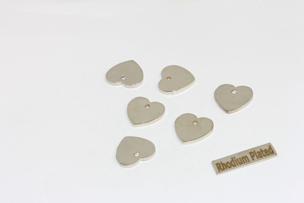 15 mm Gümüş Kaplama Kalp Disk, Kalp Kolye, Damgalı Kalp Boncukları, BRT451