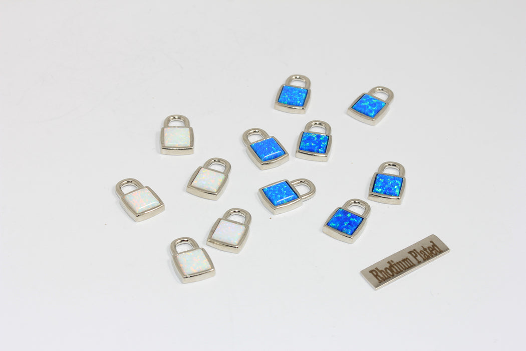 11x18 mm Rodyum Kaplama Kilit Kolye Ucu, Mini Açılır Kilit Kolye Ucu, CHK429-1