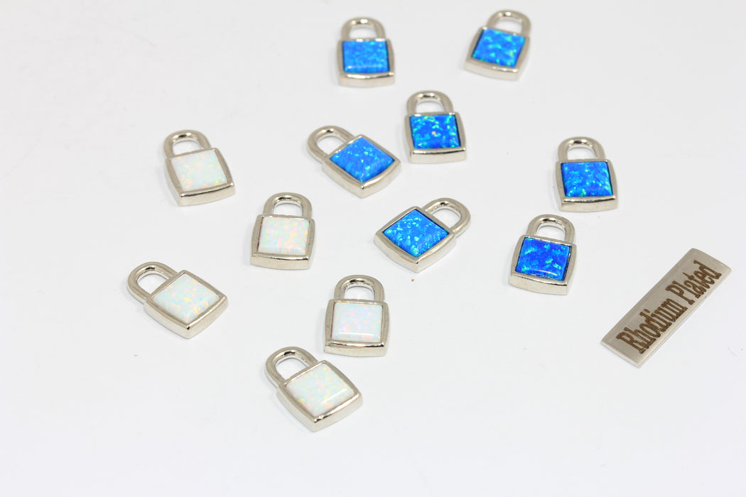 11x18 mm Rodyum Kaplama Kilit Kolye Ucu, Mini Açılır Kilit Kolye Ucu, CHK429-1