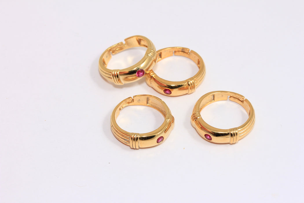 17-18mm 24k Shiny Gold Micro Pave Rings, CZ Ruby Stone Dainty Rings, SLM205