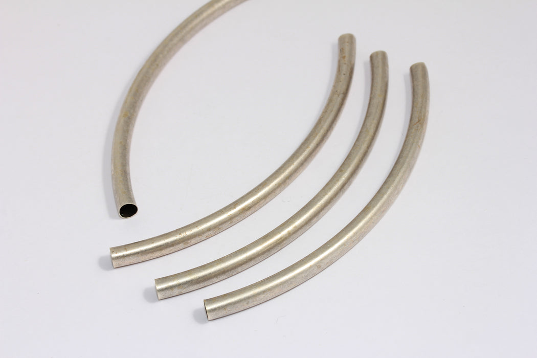 6x110Antique Silver Curved Tubes, Tube Charms, Round Curved Tubes, Tube Necklace, TBP6