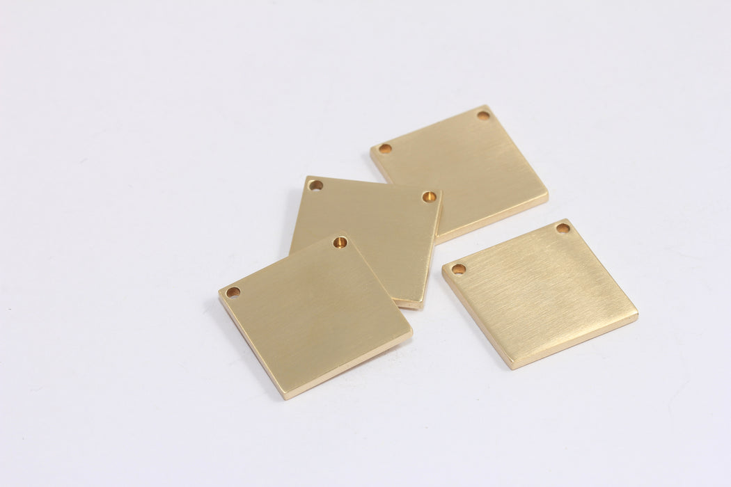 20 mm Ham Pirinç Kare Boncuklar, Kare Disk Boncuklar, Damgalama Boşluğu, İki Delikli Kare Disk, TBR47