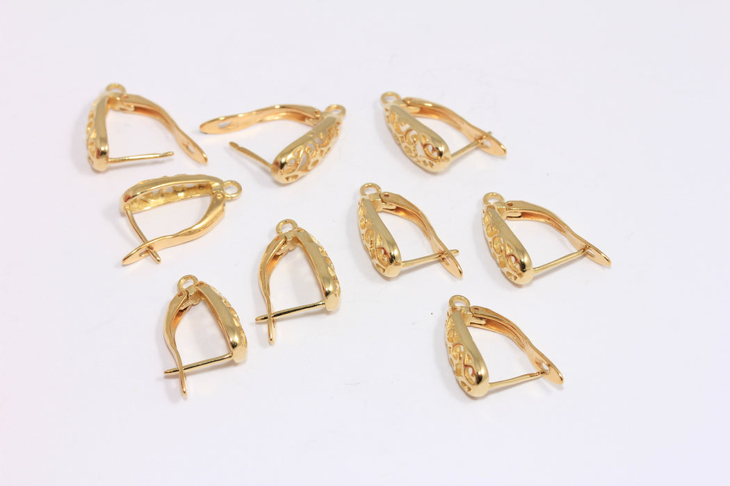 10x14mm Raw Brass Earrings, Lever Back Earrings, Drop Earrings, Earring Clasps, TBP23