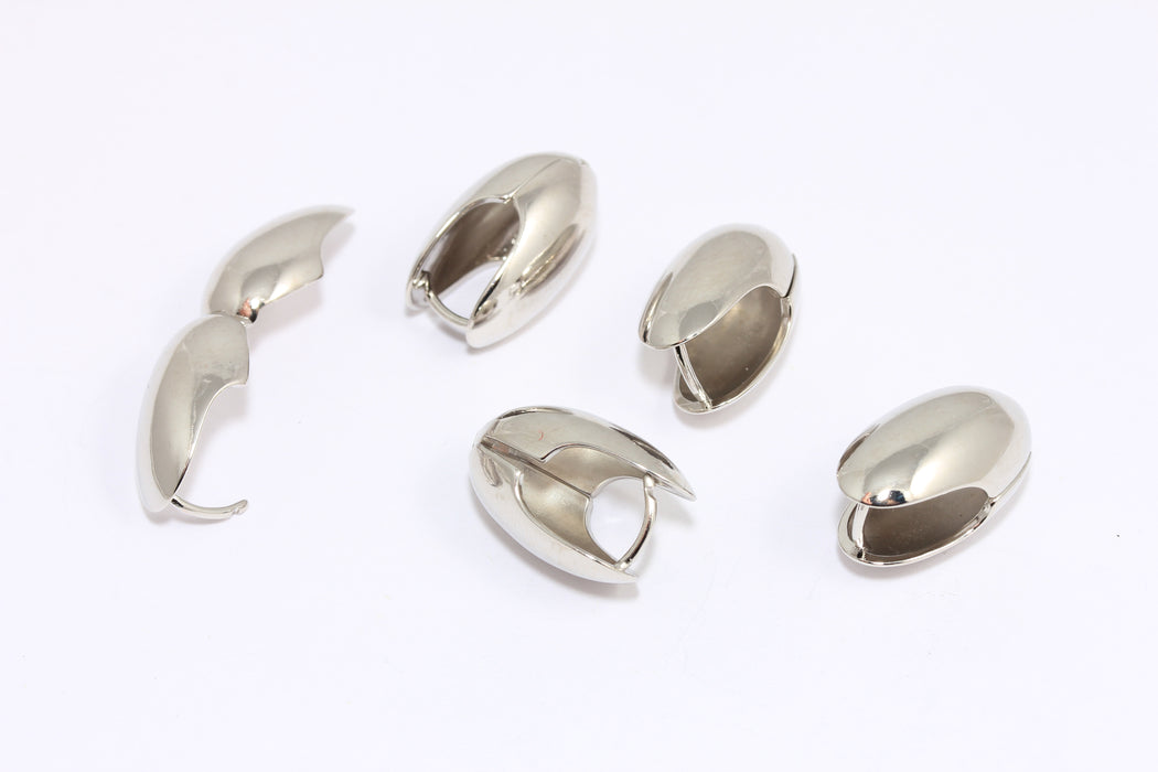 12x20mm Rhodium Plated Drop Earrings, Earring Clasps, Teardrop Earrings, Puffed Drop Earrings, ROSE160