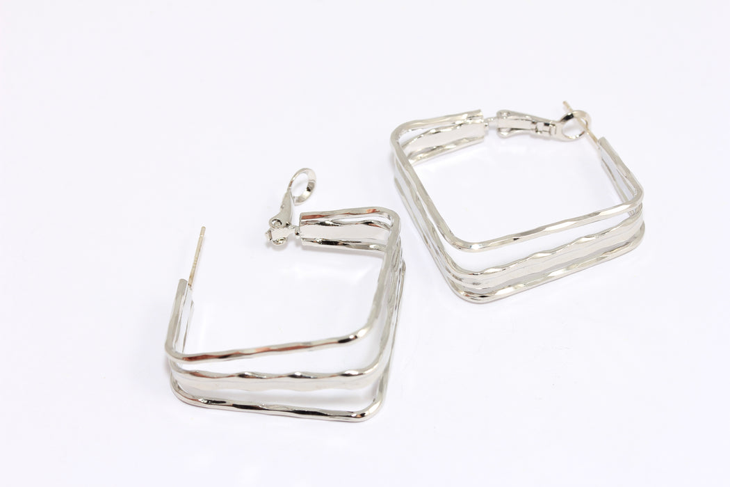 30mm Rhodium Plated Earring Hoops, Handmade Earring, Large Hoops, Triple Wire Earrings, AE33