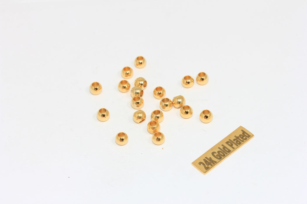 5mm 24k Shiny Gold Beads, Spacer Beads, Hollow Beads,  BRT543