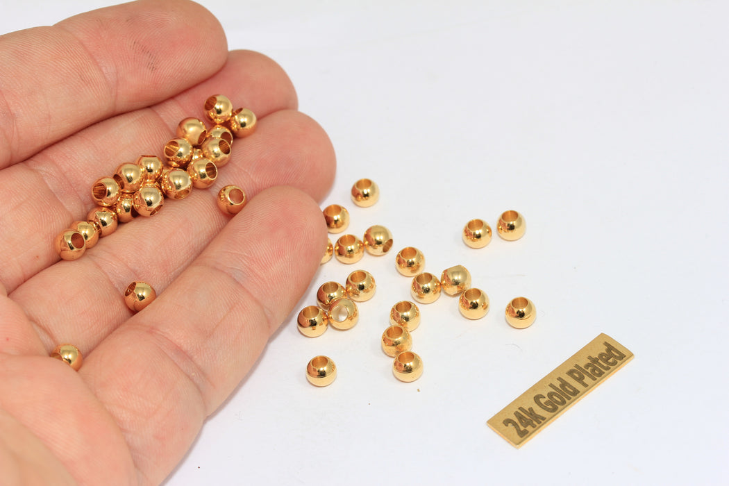 5mm 24k Shiny Gold Beads, Spacer Beads, Hollow Beads,  BRT543