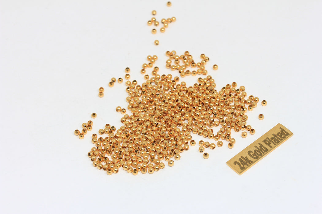 2mm 24k Shiny Gold Beads, Spacer Beads, Hollow Beads,  BRT540